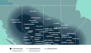 A map of Canada showing dozens of STARS air ambulance bases scattered across four provinces.